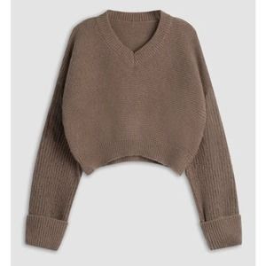 COMMENSE Minimalism V Neck Pullover Sweater, Camel - Size XS, NWT